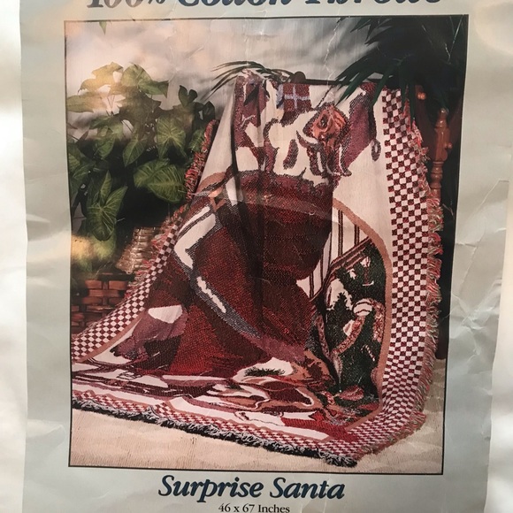 Surprise Santa Cotton Christmas New Throw Blanket Santa and dog - Picture 2 of 5